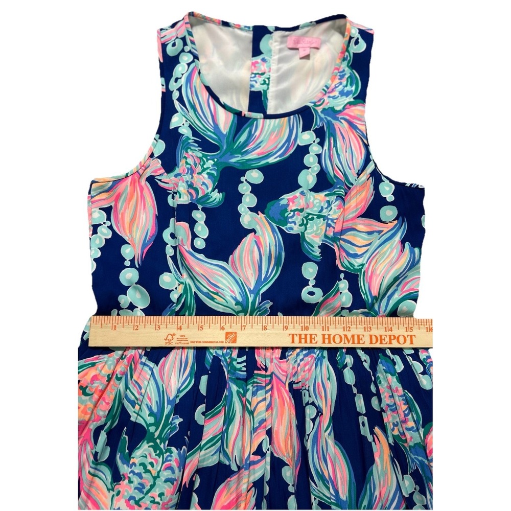 Lilly Pulitzer Women's 10 Going‎ Coastal Kassia Dress Pockets Fish Navy Pink - Picture 5 of 11